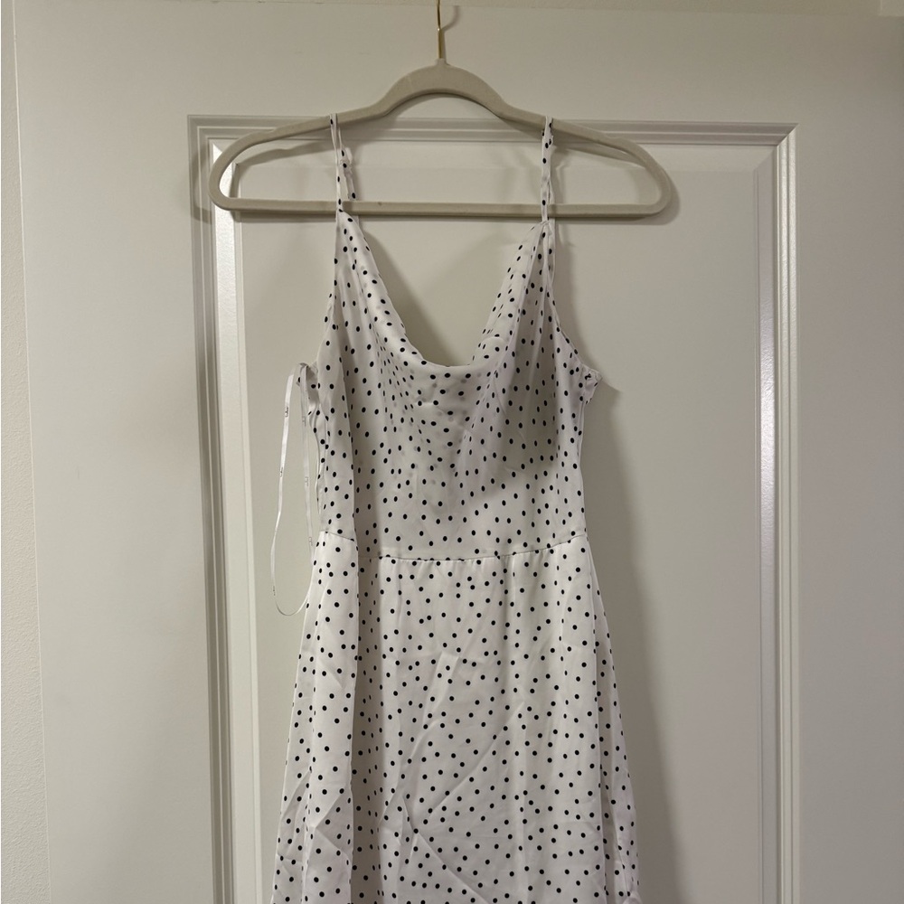 Lulus white and black pot a dot dress